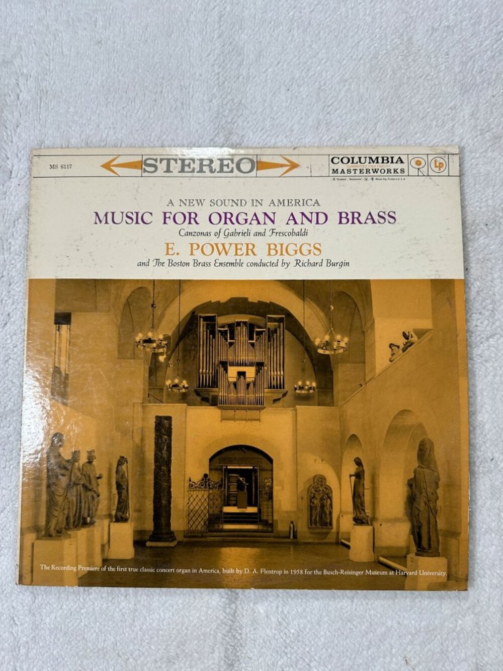 E. Power Biggs Music For Organ And Brass LP 1960 Columbia Masterworks Stereo Cla